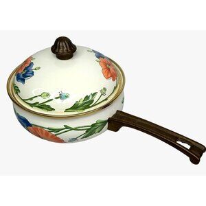 Villeroy & Boch Petite Fleur Enamel Saucepan With Lid 8" Floral Design Germany